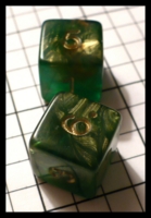 Dice : Dice - 6D - Swirel Green with Gold Numerals - SK Collection buy Nov 2010